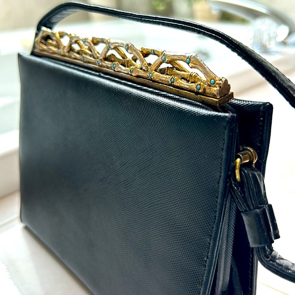 Vintage Original by Caprice 1950’s Structured Black Patent Leather Handbag. EUC - Picture 7 of 10